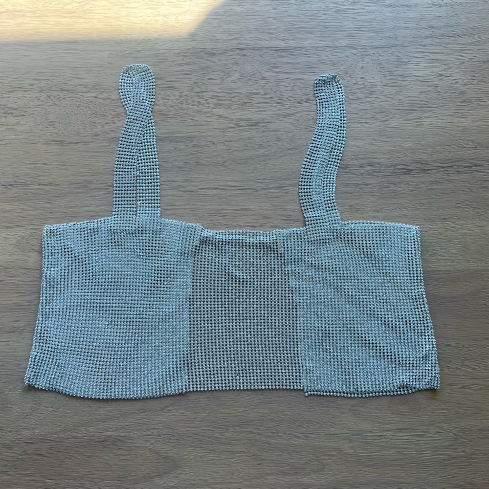 12th Tribe Silver Mesh Crop Top